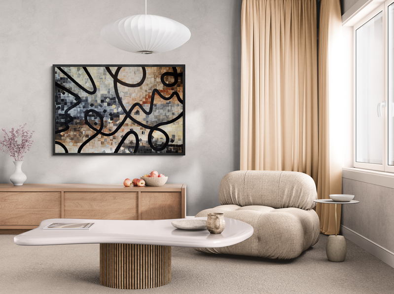 "Fluid Lines" - 150 x 100cm - Acrylic On Canvas - - Framed in Black - Image 5