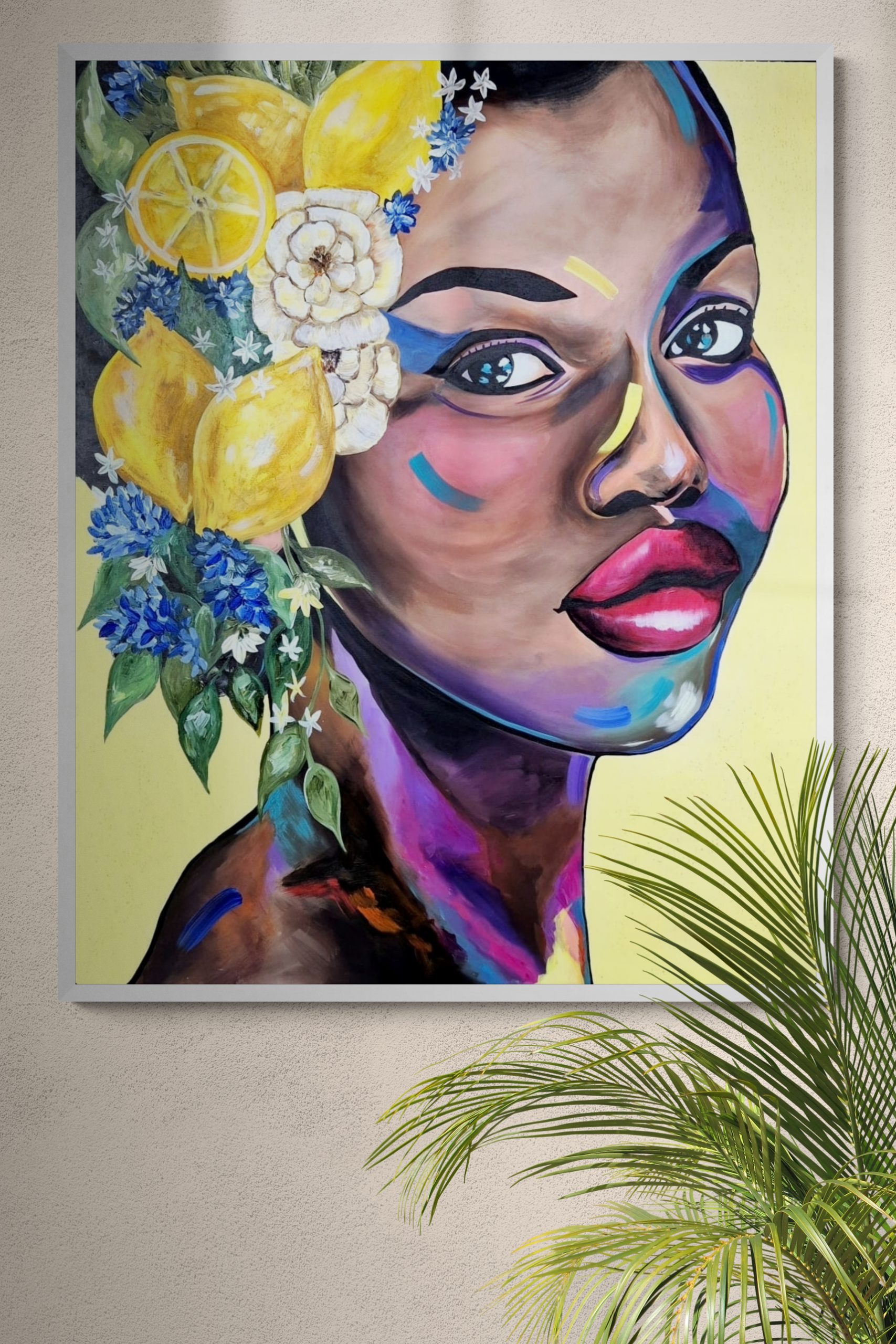 '- SOLD - "Fleur de Citron" - 84 x 119cm - Acrylic On Canvas - Framed in Black - Image 12