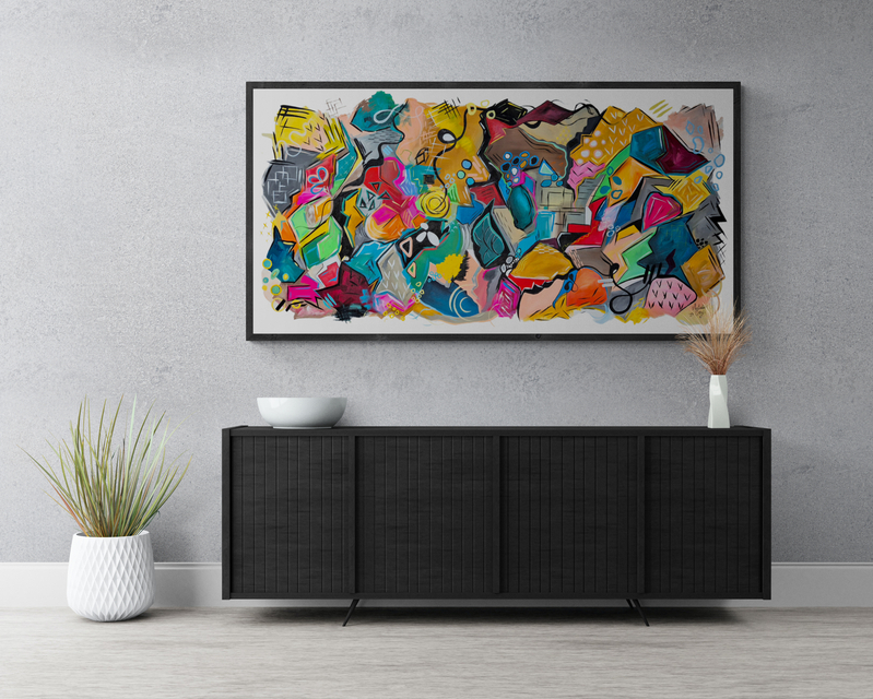 "Echoes In Colour" - 100 x 200cm - Acrylic On Canvas - Image 7